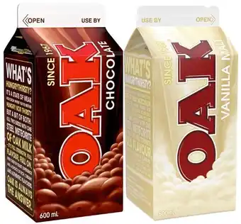Coles Oak flavoured milk 600ml offer