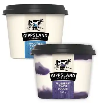 Coles Gippsland dairy twist yogurt 700g offer
