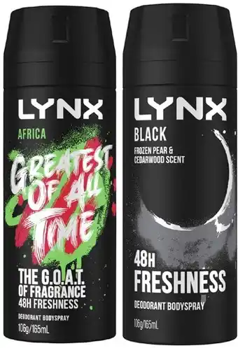 Coles Lynx antiperspirant aerosol deodorant or body spray 165ml offer