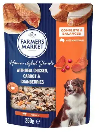 Coles Farmers market home styled shreds dog food 250g offer