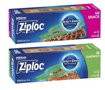 Ziploc sandwich bags or snack bags 40 pack