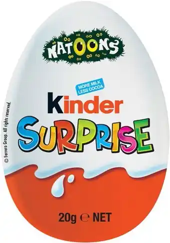BIG W Kinder surprise chocolate egg 20g offer