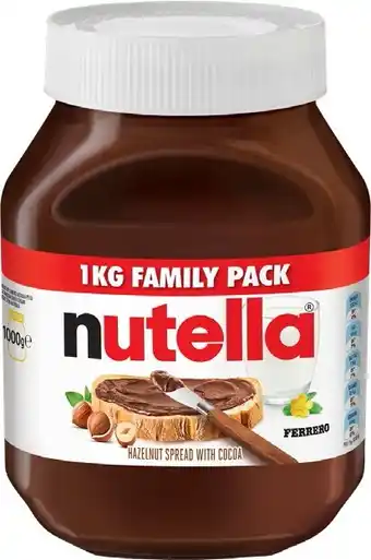 BIG W Nutella hazelnut chocolate spread family pack 1kg offer