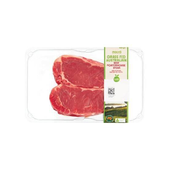Macro grass fed australian beef porterhouse steaks 400g offer at Woolworths