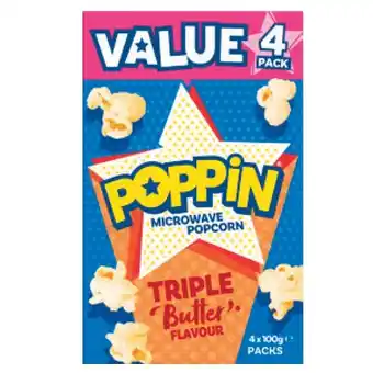 Woolworths Poppin microwave popcorn 100g x pk 4 offer