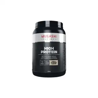 Woolworths Musashi vanilla high protein powder 900g offer
