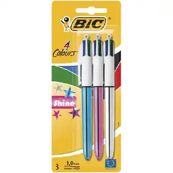 Woolworths Bic 4 colour shine ballpoint pen pk 3 offer