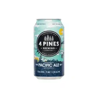 Woolworths 4 pines pacific ale cans 18x375ml offer