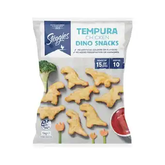Woolworths Steggles chicken fingers, dino snacks, wings or pops 1 kg – from the freezer offer