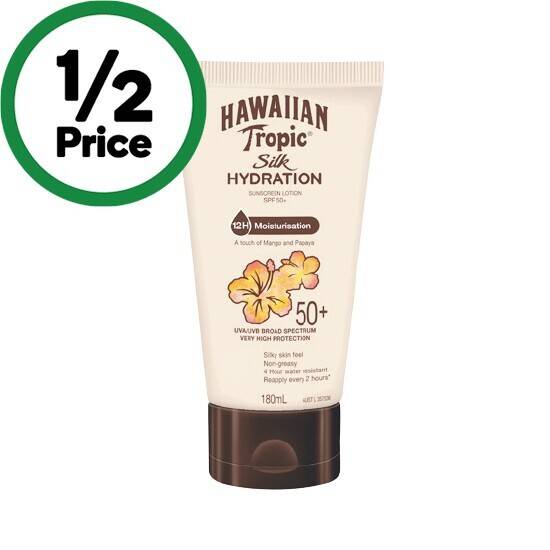 Hawaiian tropic silk hydration sunscreen lotion spf50 180ml† offer at