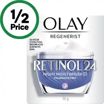 Woolworths Olay regenerist retinol 24 night moisturiser face cream 50g offer