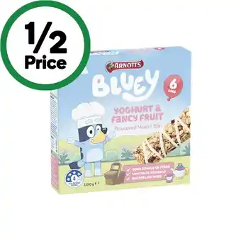 Woolworths Arnott’s bluey muesli bars 180g pk 6 offer