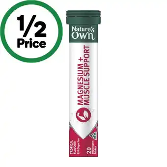 Woolworths Nature’s own magnesium + muscle effervescent tablets pk 20^ offer