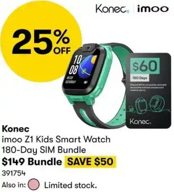 BIG W Konec imoo Z1 Kids Smart Watch 180-Day SIM Bundle offer