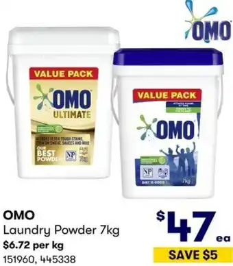 BIG W OMO Laundry Powder 7kg offer