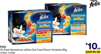 BIG W Felix 12-Pack Sensations Jellies Cat Food Pouch Varieties 85g offer