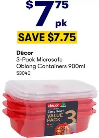 BIG W Décor 3-Pack Microsafe Oblong Containers 900ml offer