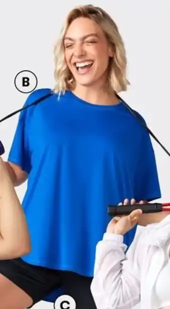BIG W Workout Tee Sizes A. Circuit Curve Print 3/4 Leggings Sizes 16-26 $20 1593395 B. Workout Tee Sizes 16-26 $15 1587268 offer