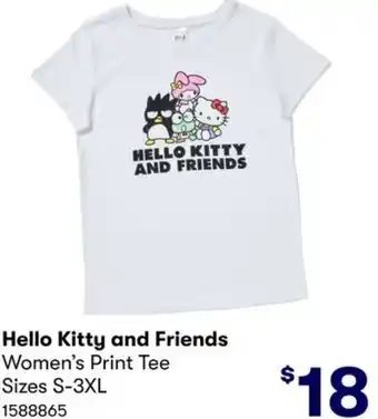BIG W Hello Kitty and Friends Women's Print Tee Sizes S-3XL offer