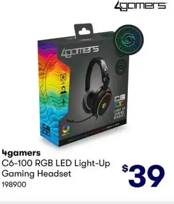 BIG W 4gamers C6-100 RGB LED Light-Up Gaming Headset offer