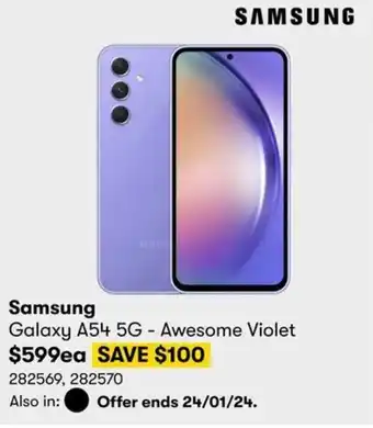BIG W SAMSUNG Galaxy A54 5G - Awesome Violet offer