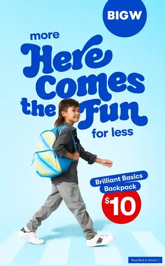 BIG W Brilliant Basics Backpack offer