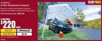SuperCheap Auto COVERALL 3x6m Temporary Carport offer