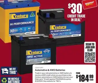 SuperCheap Auto Automotive & 4WD Batteries offer