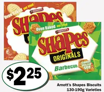 Friendly Grocer Arnott's Shapes Biscuits 130-190g Varieties offer