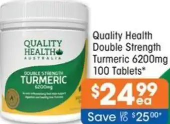 Good Price Pharmacy Quality Health Double Strength Turmeric 6200mg 100 Tablets offer