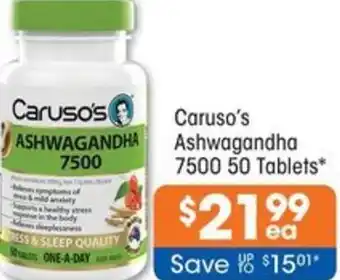Good Price Pharmacy Caruso's Ashwagandha 7500 50 Tablets offer