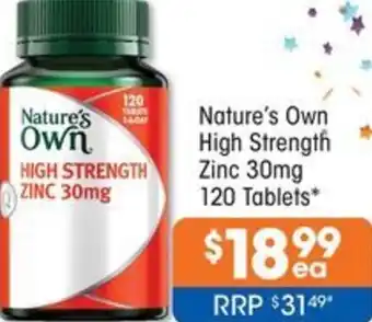 Good Price Pharmacy Nature's Own High Strength Zinc 30mg 120 Tablets offer
