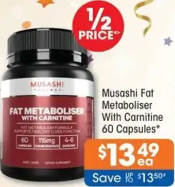 Good Price Pharmacy Musashi Fat Metaboliser With Carnitine 60 Capsules offer