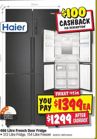 JB Hi-Fi 466 Litre French Door Fridge offer