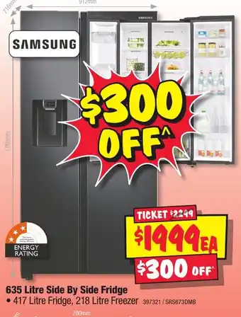 JB Hi-Fi 635 Litre Side By Side Fridge offer