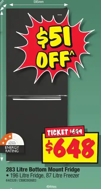 JB Hi-Fi 283 Litre Bottom Mount Fridge offer
