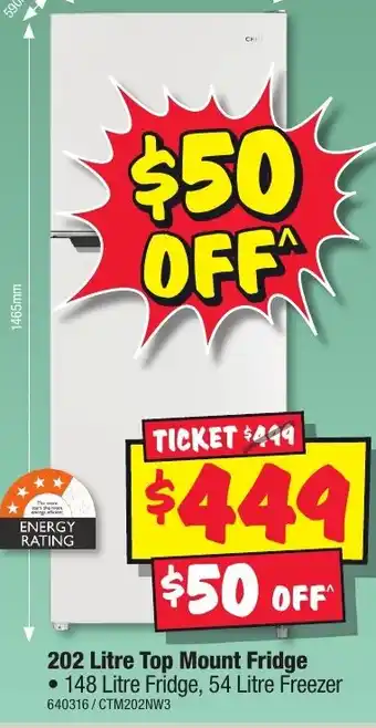 JB Hi-Fi 202 Litre Top Mount Fridge offer