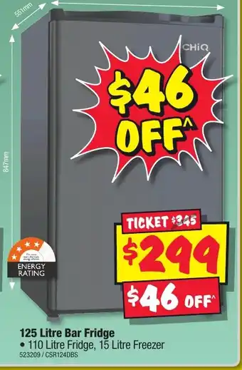 JB Hi-Fi 125 Litre Bar Fridge offer