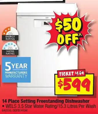JB Hi-Fi 14 Place Setting Freestanding Dishwasher offer