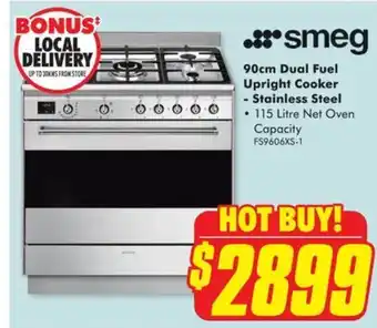 The Good Guys 90cm Dual Fuel Upright Cooker offer