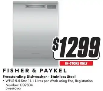 The Good Guys FISHER & PAYKEL Freestanding Dishwasher - Stainless Steel offer