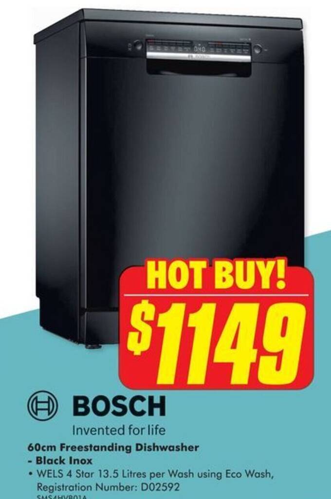 60cm Freestanding Dishwasher Black Inox offer at The Good Guys