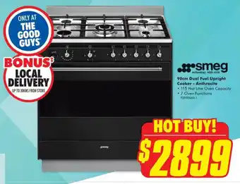 The Good Guys 90cm Dual Fuel Upright Cooker - Anthracite offer