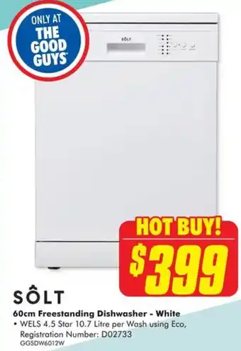 The Good Guys 60cm Freestanding Dishwasher - White offer