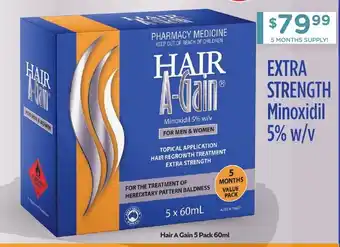 Chemist Warehouse Hair A Gain 5 Pack 60ml offer
