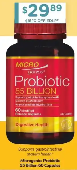 Chemist Warehouse Microgenics Probiotic 55 Billion 60 Capsules offer