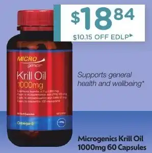 Chemist Warehouse Microgenics Krill Oil 1000mg 60 Capsules offer