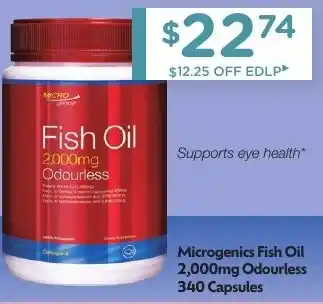 Chemist Warehouse Microgenics Fish Oil 2,000mg Odourless 340 Capsules offer