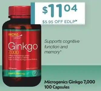 Chemist Warehouse Microgenics Ginkgo 7,000 100 Capsules offer