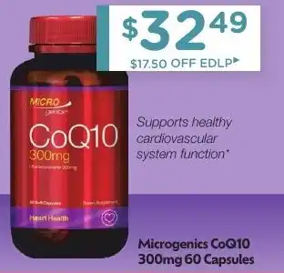 Chemist Warehouse Microgenics CoQ10 300mg 60 Capsules offer